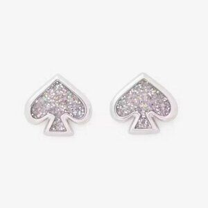 Kate Spade Everyday Spade Glitter Enamel Studs Silver NWT